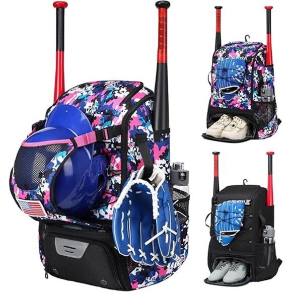 Softball Bag,Softball Bat Bag For Youth Adults,Baseball Bag with Fence Hook - Picture 7 of 7